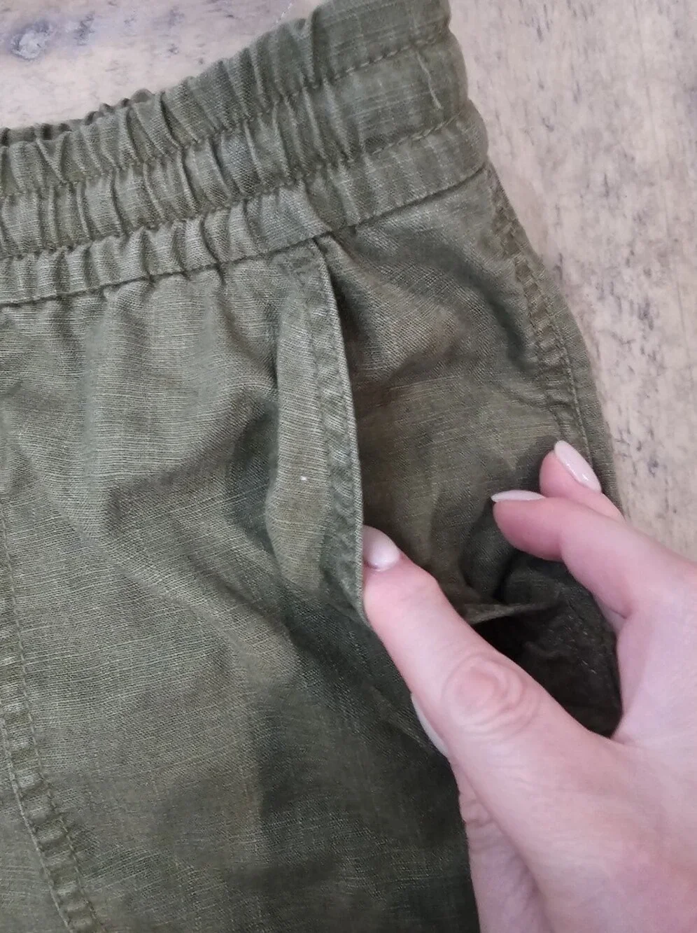 J Crew Olive Drawstring Women's Shorts, Linen Blend